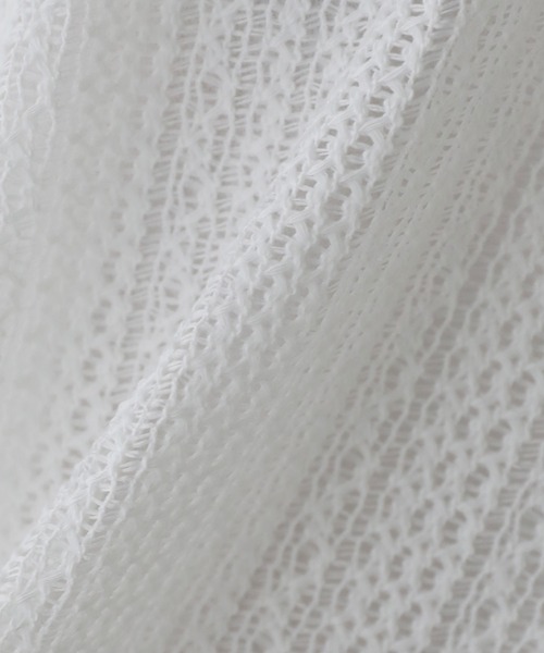 LILL（リル）の「ルーズシルエットシアーメッシュメタルZIPカーディガン（カーディガン/ボレロ・メンズ・ホワイト/ブラック・L/M/S/XL）」の9枚目の写真