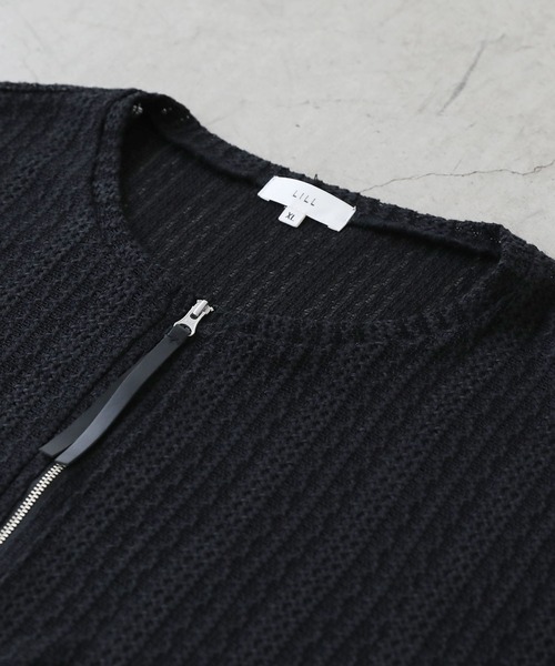 LILL（リル）の「ルーズシルエットシアーメッシュメタルZIPカーディガン（カーディガン/ボレロ・メンズ・ホワイト/ブラック・L/M/S/XL）」の17枚目の写真