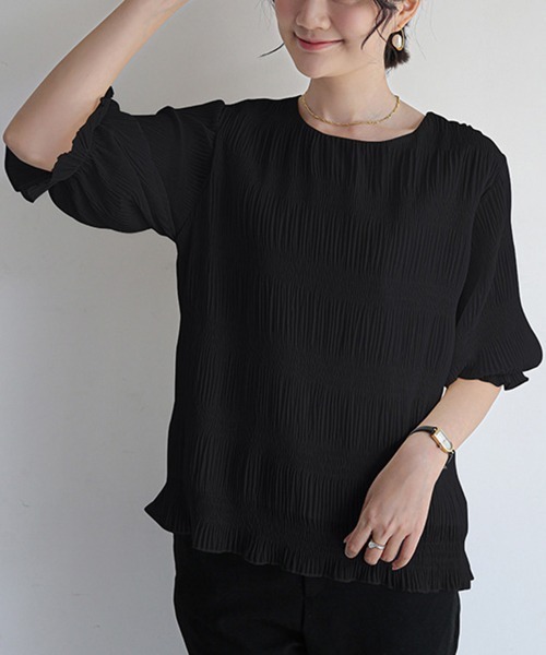 Miniministore(ミニミニストア)の「ブラウス レディース プリーツブラウス夏(シャツ/ブラウス・レディース・ブラック/アイボリー・FREE)」の14枚目の写真