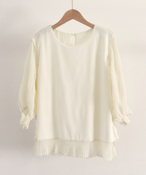 Miniministore(ミニミニストア)の「ブラウス レディース プリーツブラウス夏(シャツ/ブラウス・レディース・ブラック/アイボリー・FREE)」の7枚目の写真