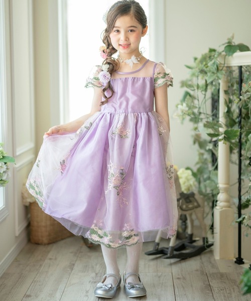 Catherine Cottage（キャサリンコテージ）の「チュールレースフェアリードレス（ドレス・キッズ・ベージュ/モスグリーン/ライラック・130/120/110/140）」の14枚目の写真