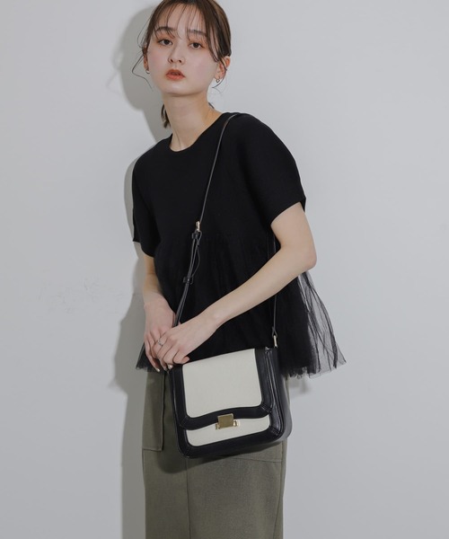 SENSE OF PLACE by URBAN RESEARCH（センスオブプレイスバイアーバンリサーチ）の「バイカラーショルダーバッグ（ショルダーバッグ・レディース・ブラック/ライトブラウン・ONE）」の6枚目の写真