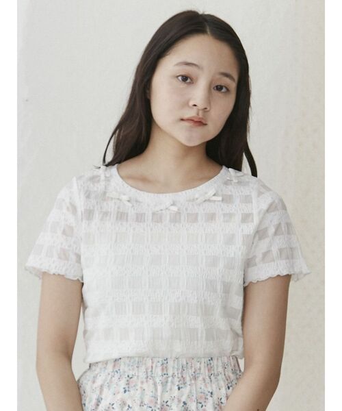 merry jenny（メリージェニー）の「ribbonシアーチェックtee（Tシャツ/カットソー・レディース・ブラック/オフホワイト・FREE）」の18枚目の写真