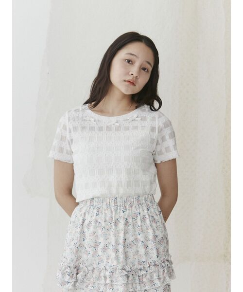 merry jenny（メリージェニー）の「ribbonシアーチェックtee（Tシャツ/カットソー・レディース・ブラック/オフホワイト・FREE）」の19枚目の写真