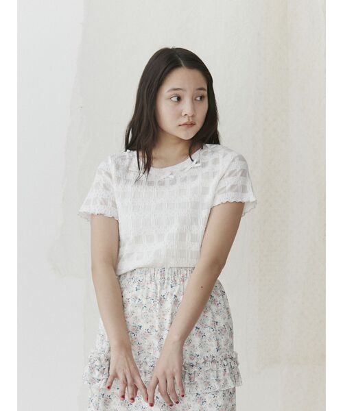 merry jenny（メリージェニー）の「ribbonシアーチェックtee（Tシャツ/カットソー・レディース・ブラック/オフホワイト・FREE）」の20枚目の写真