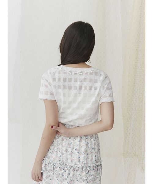 merry jenny（メリージェニー）の「ribbonシアーチェックtee（Tシャツ/カットソー・レディース・ブラック/オフホワイト・FREE）」の21枚目の写真