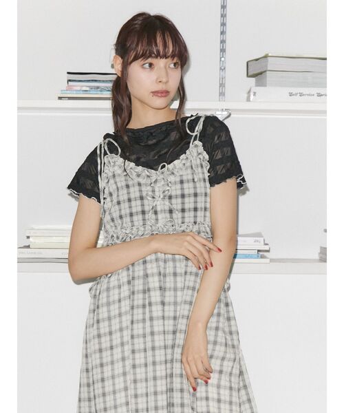 merry jenny（メリージェニー）の「ribbonシアーチェックtee（Tシャツ/カットソー・レディース・ブラック/オフホワイト・FREE）」の13枚目の写真