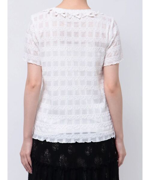 merry jenny（メリージェニー）の「ribbonシアーチェックtee（Tシャツ/カットソー・レディース・ブラック/オフホワイト・FREE）」の6枚目の写真