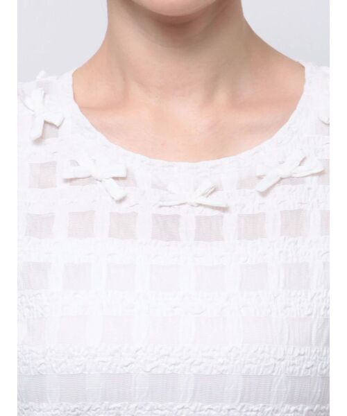 merry jenny（メリージェニー）の「ribbonシアーチェックtee（Tシャツ/カットソー・レディース・ブラック/オフホワイト・FREE）」の7枚目の写真