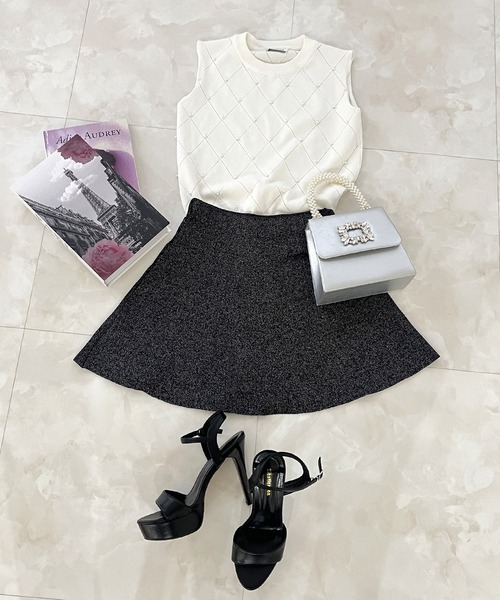 Julia Boutique（ジュリアブティック）の「パールデコノースリーブニットトップス/24073（ベスト・レディース・ホワイト/ピンク/ブラック・ONE）」の16枚目の写真