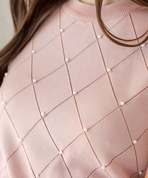 Julia Boutique（ジュリアブティック）の「パールデコノースリーブニットトップス/24073（ベスト・レディース・ホワイト/ピンク/ブラック・ONE）」の8枚目の写真