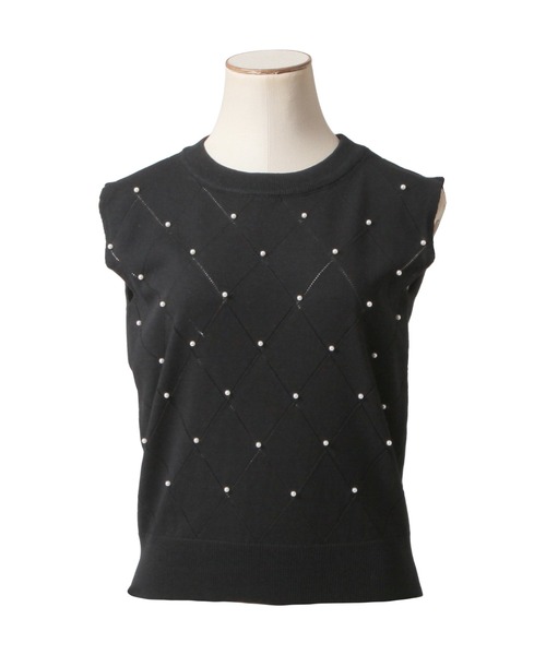 Julia Boutique（ジュリアブティック）の「パールデコノースリーブニットトップス/24073（ベスト・レディース・ホワイト/ピンク/ブラック・ONE）」の22枚目の写真