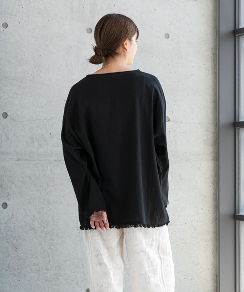 URBAN RESEARCH（アーバンリサーチ）の「リネンボイルフリンジブラウス（シャツ/ブラウス・レディース・オフホワイト/ブラック/ベージュ・FREE）」の9枚目の写真