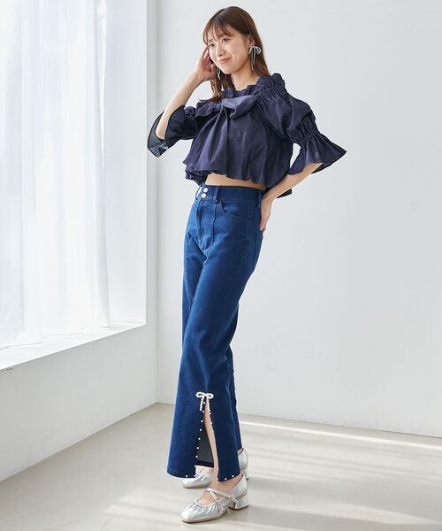 MAJESTIC LEGON(マジェスティックレゴン)の「ビッグリボンオフショルブラウス(シャツ/ブラウス・レディース・ネイビー/ブルー/ブラック系その他/アイボリー・MEDIUM)」の8枚目の写真