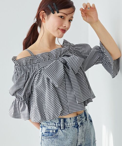 MAJESTIC LEGON(マジェスティックレゴン)の「ビッグリボンオフショルブラウス(シャツ/ブラウス・レディース・ネイビー/ブルー/ブラック系その他/アイボリー・MEDIUM)」の20枚目の写真