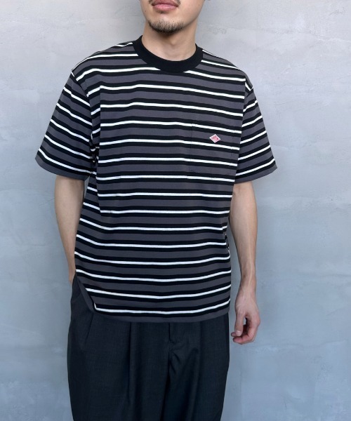 DANTON（ダントン）の「[DANTON/ダントン] ワンポイントロゴ ボーダーポケットTシャツ（Tシャツ/カットソー・レディース・ブラック/グレー/ベージュ/ネイビー・M/L/XL/S/XXL）」の22枚目の写真