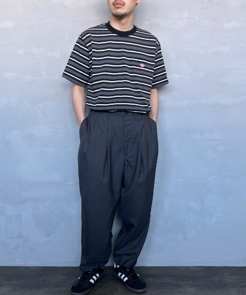 DANTON（ダントン）の「[DANTON/ダントン] ワンポイントロゴ ボーダーポケットTシャツ（Tシャツ/カットソー・レディース・ブラック/グレー/ベージュ/ネイビー・M/L/XL/S/XXL）」の5枚目の写真