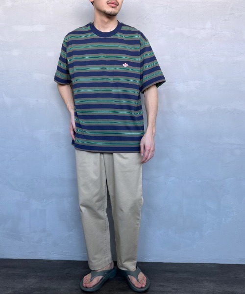 DANTON（ダントン）の「[DANTON/ダントン] ワンポイントロゴ ボーダーポケットTシャツ（Tシャツ/カットソー・レディース・ブラック/グレー/ベージュ/ネイビー・M/L/XL/S/XXL）」の11枚目の写真