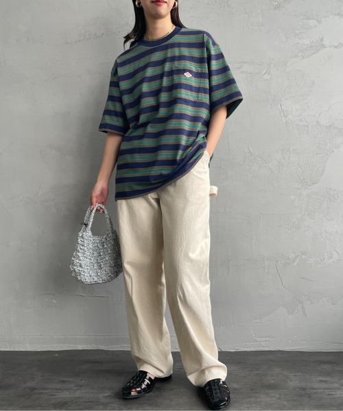 DANTON（ダントン）の「[DANTON/ダントン] ワンポイントロゴ ボーダーポケットTシャツ（Tシャツ/カットソー・レディース・ブラック/グレー/ベージュ/ネイビー・M/L/XL/S/XXL）」の10枚目の写真