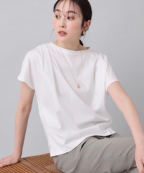 UNTITLED（アンタイトル）の「◆【コットン100／8色展開】肩タックプルオーバー（Tシャツ/カットソー・レディース・チャコールグレー/ブラック/ピンク/ライトイエロー系/グリーン系/ライトグレー系9/ホワイト/パープル・48/44/04/02/00）」の2枚目の写真