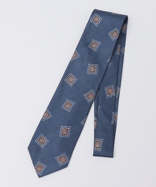 SHIPS（シップス）の「SHIPS: LUXURY シルク プリント スクエア コモン ネクタイ（ネクタイ・メンズ・ブラウン/ネイビー/ベージュ系その他・9）」の3枚目の写真
