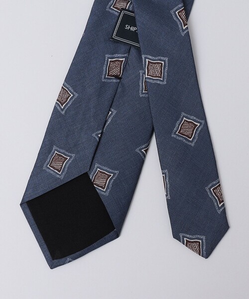 SHIPS（シップス）の「SHIPS: LUXURY シルク プリント スクエア コモン ネクタイ（ネクタイ・メンズ・ブラウン/ネイビー/ベージュ系その他・9）」の4枚目の写真