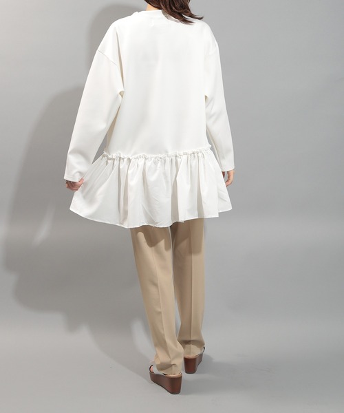 SETUP7（セットアップセブン）の「【SETUP7】異素材 長袖 フリルスウェット カットソー SCCH538（Tシャツ/カットソー・レディース・ブラック/ホワイト・FREE）」の11枚目の写真