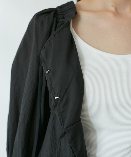 セール】パフスリーブナイロンチュニックブラウス（シャツ/ブラウス