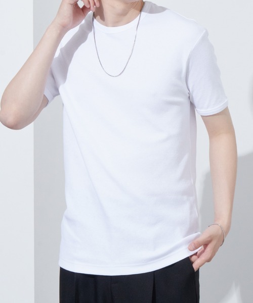 Anchor Smith(アンカー スミス)の「リラックステレコリブクルーネック半袖カットソー(Tシャツ/カットソー・メンズ・ブラック/レッド/ブルーグレー/グレー/カーキ/チャコール/ホワイト・LL/L/M)」の3枚目の写真