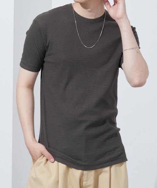 Anchor Smith(アンカー スミス)の「リラックステレコリブクルーネック半袖カットソー(Tシャツ/カットソー・メンズ・ブラック/レッド/ブルーグレー/グレー/カーキ/チャコール/ホワイト・LL/L/M)」の7枚目の写真