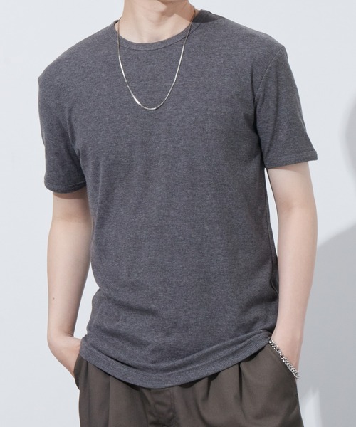 Anchor Smith(アンカー スミス)の「リラックステレコリブクルーネック半袖カットソー(Tシャツ/カットソー・メンズ・ブラック/レッド/ブルーグレー/グレー/カーキ/チャコール/ホワイト・LL/L/M)」の6枚目の写真