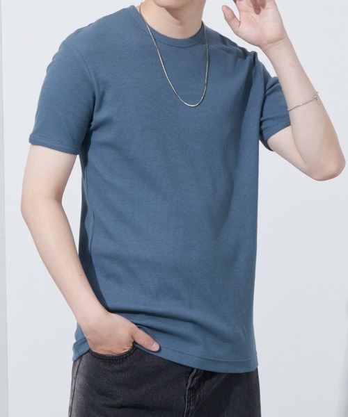 Anchor Smith(アンカー スミス)の「リラックステレコリブクルーネック半袖カットソー(Tシャツ/カットソー・メンズ・ブラック/レッド/ブルーグレー/グレー/カーキ/チャコール/ホワイト・LL/L/M)」の5枚目の写真