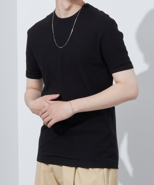 Anchor Smith(アンカー スミス)の「リラックステレコリブクルーネック半袖カットソー(Tシャツ/カットソー・メンズ・ブラック/レッド/ブルーグレー/グレー/カーキ/チャコール/ホワイト・LL/L/M)」の4枚目の写真
