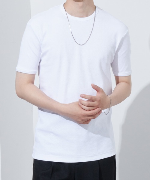 Anchor Smith(アンカー スミス)の「リラックステレコリブクルーネック半袖カットソー(Tシャツ/カットソー・メンズ・ブラック/レッド/ブルーグレー/グレー/カーキ/チャコール/ホワイト・LL/L/M)」の13枚目の写真
