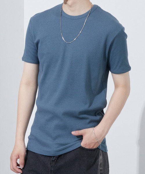 Anchor Smith(アンカー スミス)の「リラックステレコリブクルーネック半袖カットソー(Tシャツ/カットソー・メンズ・ブラック/レッド/ブルーグレー/グレー/カーキ/チャコール/ホワイト・LL/L/M)」の16枚目の写真