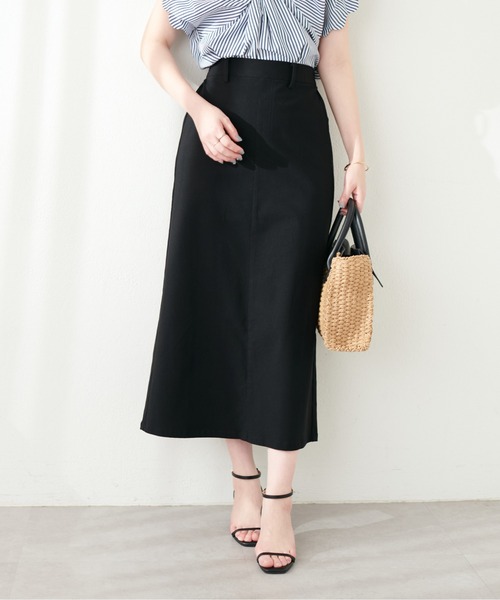 natural couture(ナチュラルクチュール)の「スーパーストレッチスリット付スカート(スカート・レディース・ブラック/サックスブルー/ドット・FREE)」の2枚目の写真