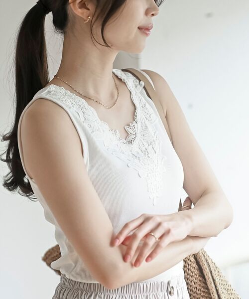 rps（アールピーエス）の「前後着用モチーフレーステレコタンクトップ（タンクトップ・レディース・オフホワイト/グレイッシュベージュ/ブラック・L/M）」の11枚目の写真