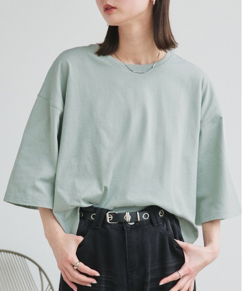 dzzit ショート丈Tシャツ セール】ワイドシルエット ショート丈Tシャツ（Tシャツ
