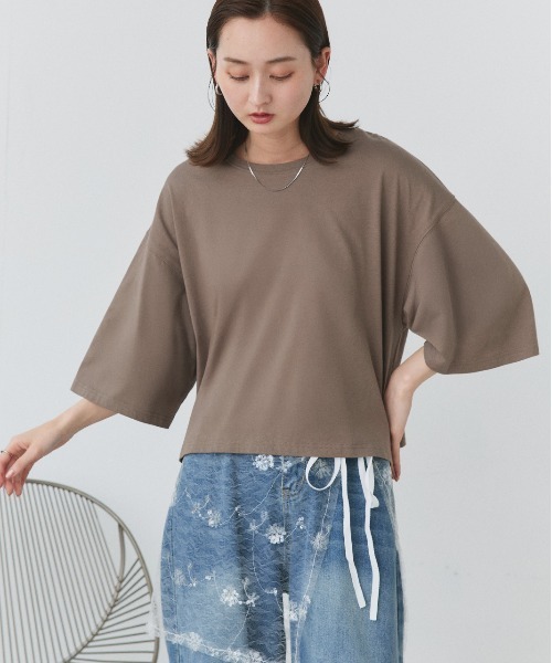 セール】ワイドシルエット ショート丈Tシャツ（Tシャツ