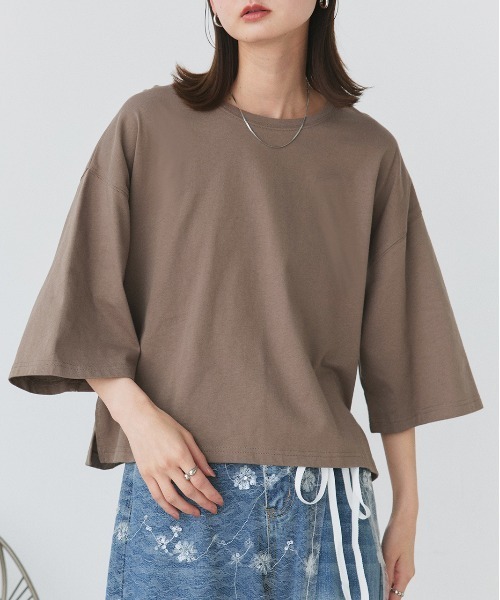 セール】ワイドシルエット ショート丈Tシャツ（Tシャツ