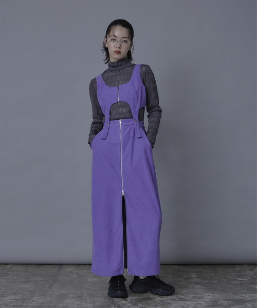 miette（ミエット）の「コーデュロイビスチェワンピース（ワンピース・レディース・パープル/ブラック・FREE）」の2枚目の写真