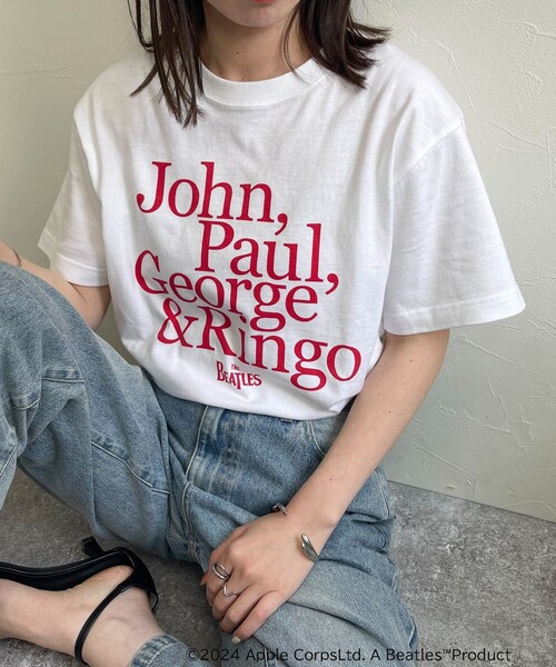 GOOD ROCK SPEED(グッドロックスピード)の「【GOOD ROCK SPEED/グッドロックスピード】THE BEATLES 半袖Tシャツ(Tシャツ/カットソー・レディース・サックスブルー/オフホワイト・FREE)」の1枚目の写真