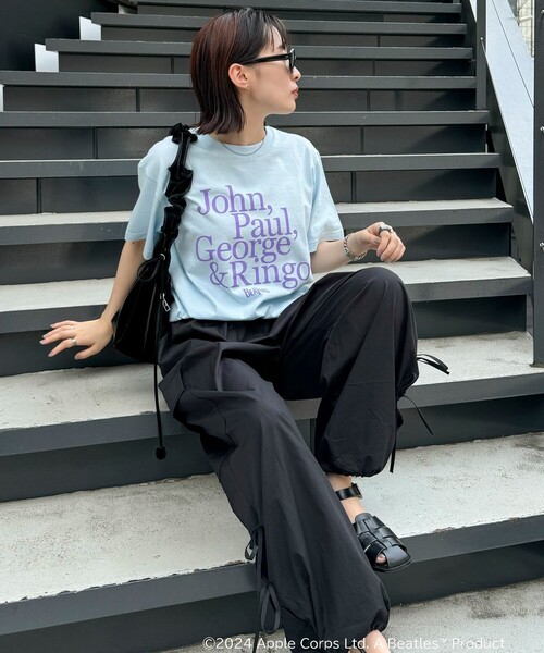 GOOD ROCK SPEED(グッドロックスピード)の「【GOOD ROCK SPEED/グッドロックスピード】THE BEATLES 半袖Tシャツ(Tシャツ/カットソー・レディース・サックスブルー/オフホワイト・FREE)」の4枚目の写真