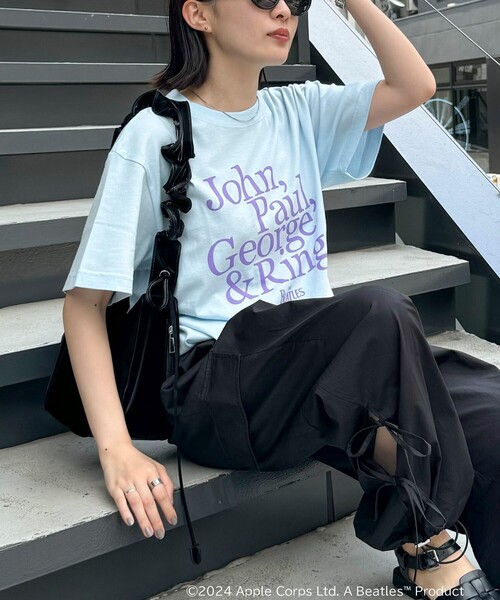 GOOD ROCK SPEED(グッドロックスピード)の「【GOOD ROCK SPEED/グッドロックスピード】THE BEATLES 半袖Tシャツ(Tシャツ/カットソー・レディース・サックスブルー/オフホワイト・FREE)」の5枚目の写真