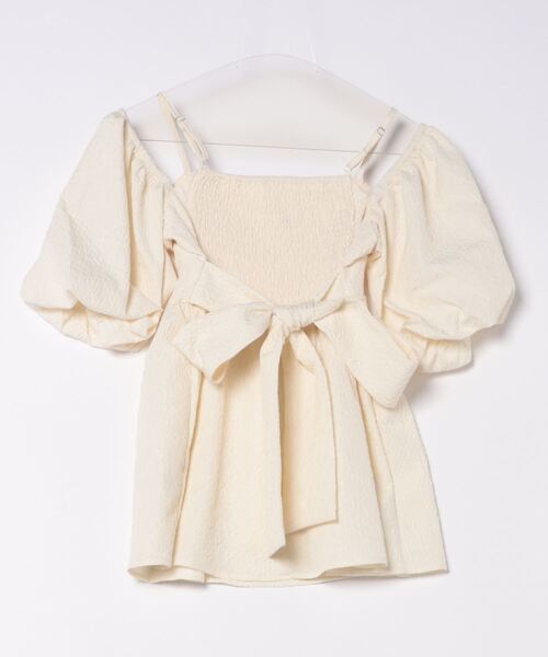 NOMAE（ノーマエ）の「キャミオフショルチュニック（シャツ/ブラウス・レディース・アイボリー/ブラック/グレー・FREE）」の4枚目の写真