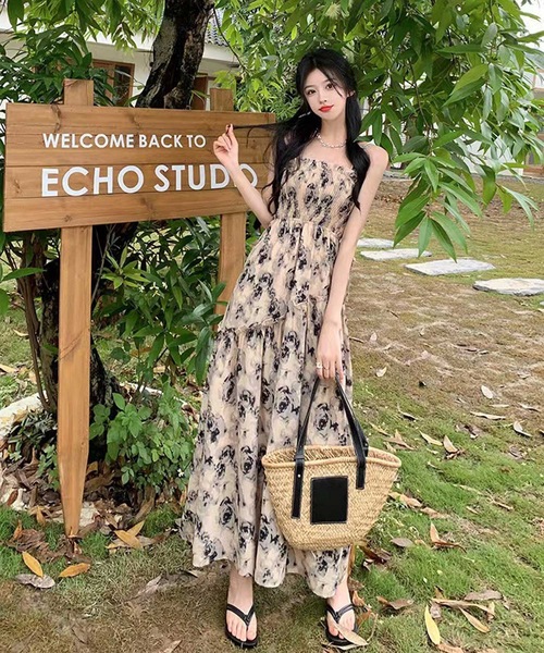 【セール】フローラルキャミロングワンピース（ワンピース）｜LUGG NAGG（ラグナグ）