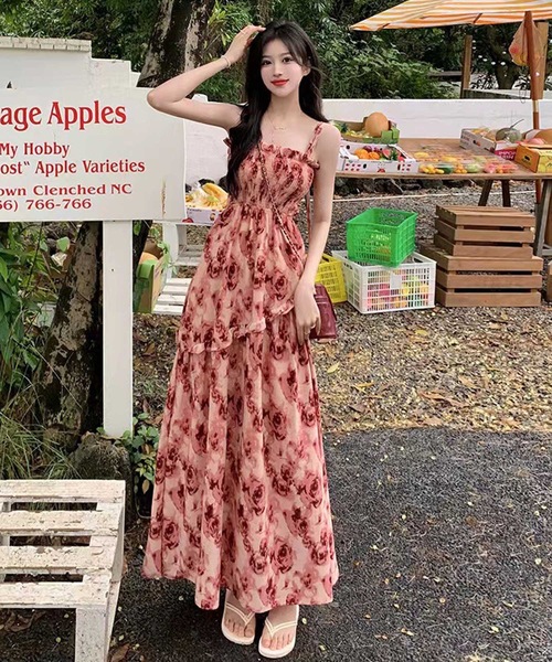 【セール】フローラルキャミロングワンピース（ワンピース）｜LUGG NAGG（ラグナグ）