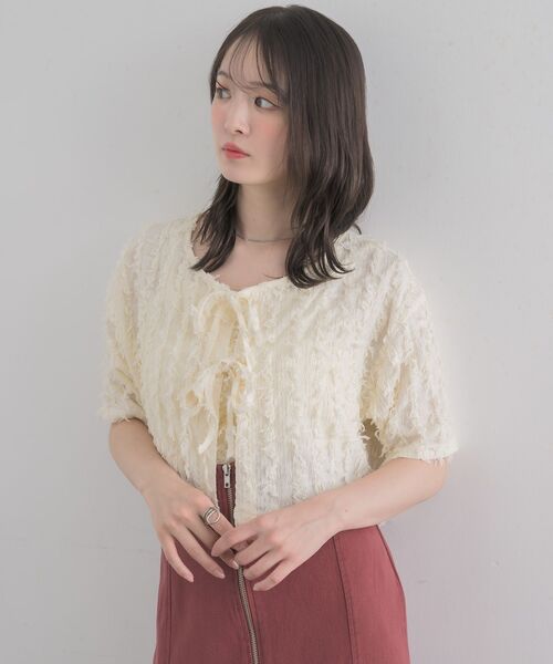 RETRO GIRL(レトロガール)の「フリンジCTSET(Tシャツ/カットソー・レディース・オフホワイト/ブルー/ベージュ・FREE)」の17枚目の写真
