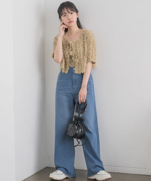 RETRO GIRL(レトロガール)の「フリンジCTSET(Tシャツ/カットソー・レディース・オフホワイト/ブルー/ベージュ・FREE)」の9枚目の写真