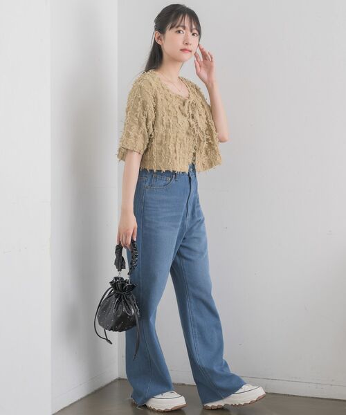 RETRO GIRL(レトロガール)の「フリンジCTSET(Tシャツ/カットソー・レディース・オフホワイト/ブルー/ベージュ・FREE)」の8枚目の写真